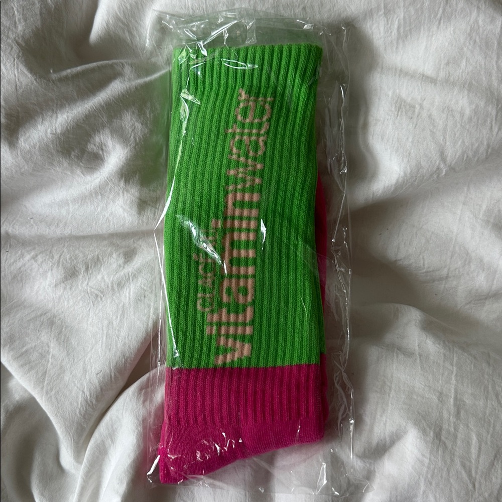 Vitaminwater Green and Pink Socks